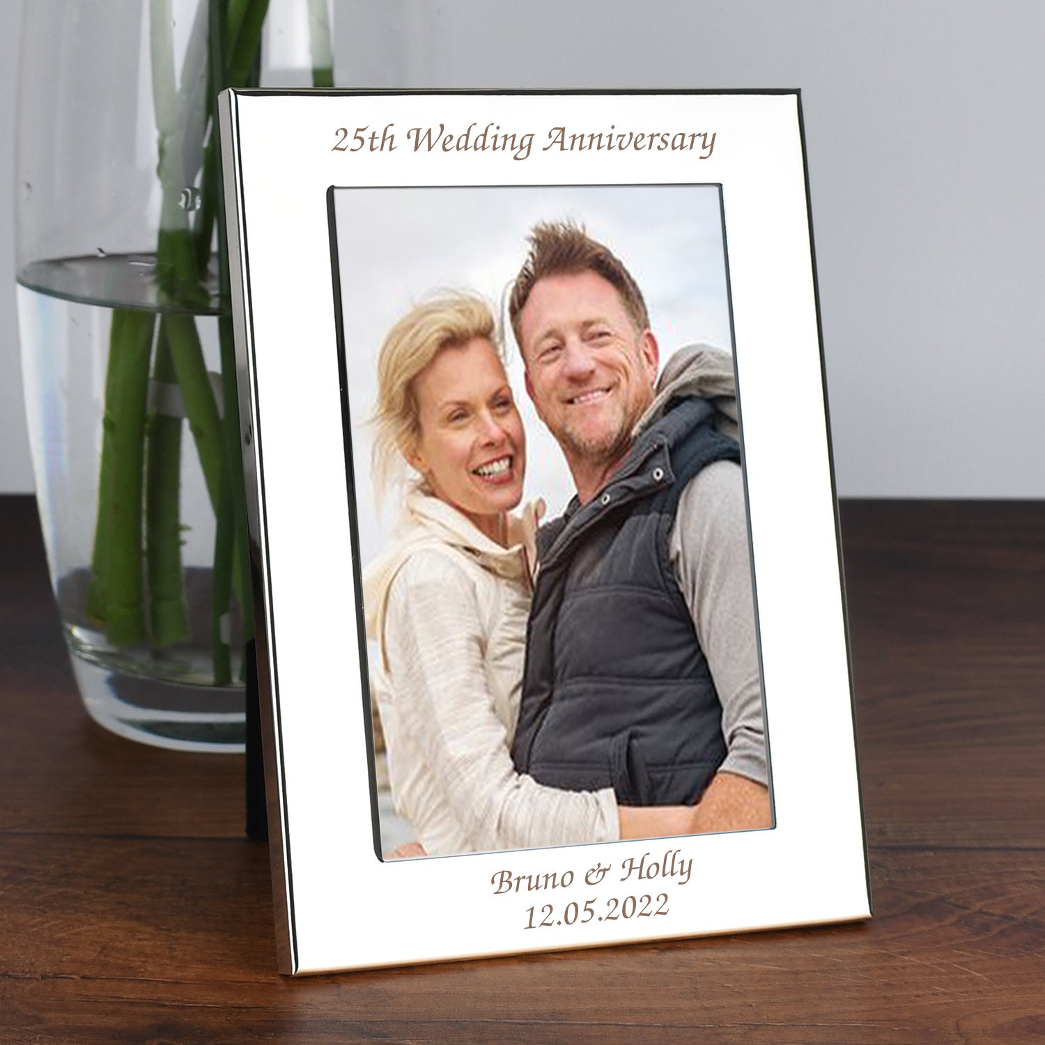  Iaisacl Personalized Glass Wedding Picture Frame for