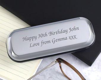 Personalised Glasses Case Hard Box Chrome Engraved Birthday Gifts For Grandad Presents Ideas Birthday Christmas Mothers Fathers Day Metal