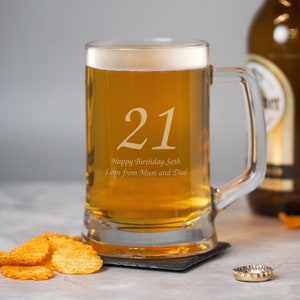 Football Engraved Pint Tankard 30th 40th 50th Birthday Lager Ale Glass Beer Mug 