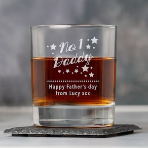 Personalised Engraved No.1 Daddy Glass Tumblers Gifts Ideas For Fathers Day Birthdays Christmas Best Worlds Greatest Father&#39;s Dad