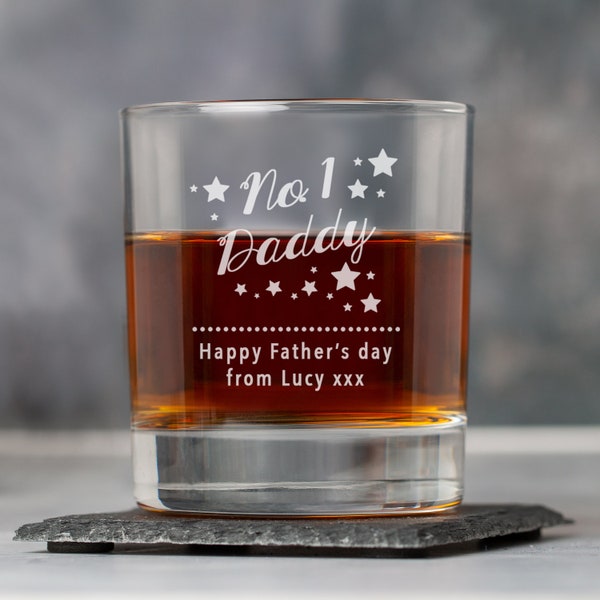 Personalised Engraved No.1 Daddy Glass Tumblers Gifts Ideas For Fathers Day Birthdays Christmas Best Worlds Greatest Father's Dad