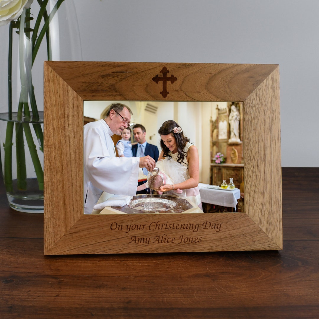Personalised Cross Wooden Photo Frame 6x4 7x5 Landscape Gifts Ideas ...