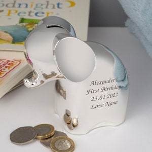 Personalisierte Silber Elefant Spardose für Jungen Taufe neue Baby-Geschenke Ideen Boxen Mädchen Geschenke Born Babys Andenken