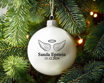 Personalised Angel Wings Christmas Bauble In Loving Memory Remembering Remembrance Missed Baubles Heaven