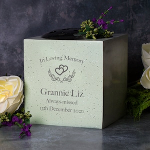 Personalised In Loving Memory Memorial Vase Grave Flower Bowl Cemetery Holder Funeral Stone Gifts Presents Ideas Memories Death Of Mum Dad