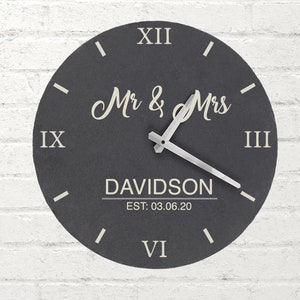 Personalised Mr & Mrs Slate Clock Gifts Ideas For Wedding Engagement Anniversary Bride And Groom Presents