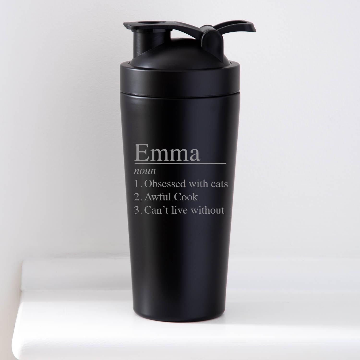 Personalised Name Definition Protein Shaker Bottle Gifts Ideas For Gym Lover Workout Work Out Water - Includes Metal Shaker Ball For Mixing