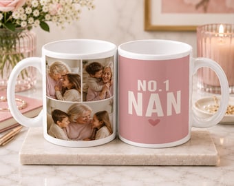 Personalised Photo Mug, No.1 Nan, 3 Photo Collage, 11oz Ceramic