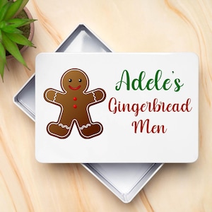 Personalisierte Weihnachtssnacks Weiß Metall Vorratsdose Snacks Geschenke Ideen Lebkuchen Mann Männer Kekse Baker Backwaren Leckereien Weihnachten