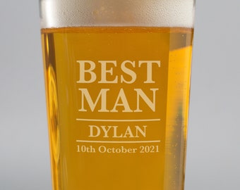 Personalised Pint Glass For Best Man Wedding Favours Thank You Gifts Ideas Father Of The Groom Usher Groomsman Bride Presents Tokens