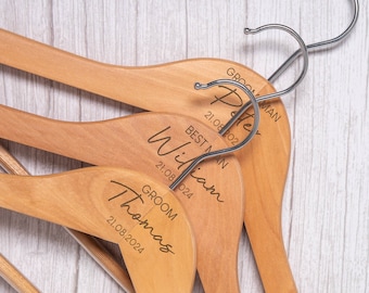 Personalised Large Name Mens Wooden Hangers Gifts Ideas For Wedding Favours Best Man Groom Usher Groomsman Father Of The Bridal Party