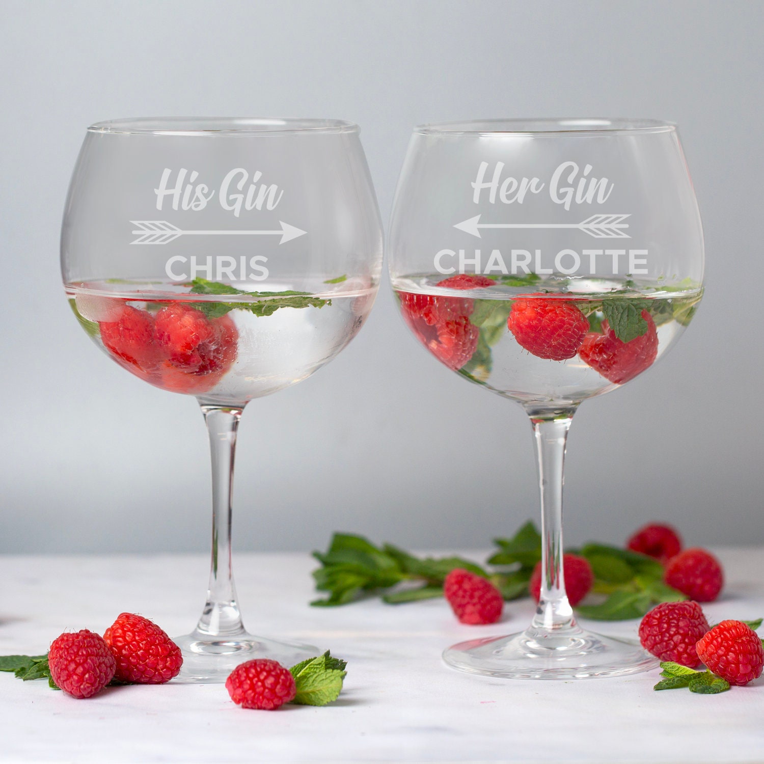 Personalised His & Hers Gin and Tonic Balloon Glasses Set Pair Etsy