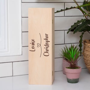 Personalised Heart Loop Wooden Wine Gift Box Gifts Ideas For Birthday Christmas Anniversary Wedding Engagement Red White Lover