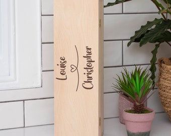 Personalised Heart Loop Wooden Wine Gift Box Gifts Ideas For Birthday Christmas Anniversary Wedding Engagement Red White Lover
