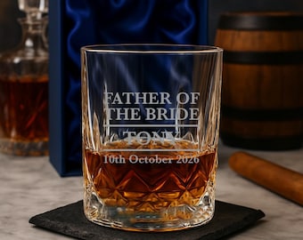 Personalised Father Of The Bride Crystal Panel Tumbler Whisky Glass Gifts Ideas Presents For Wedding Favours Thank You Gifts Presents Tokens