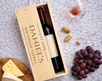 Personalised Established Wooden Wine Gift Box Gifts Ideas For Birthday Christmas Anniversary Wedding Red White Lover