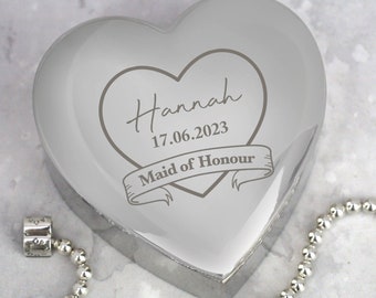 Personalised Heart Trinket Box For Maid Of Honour Gifts Weddings Favours Ideas Presents Thank You Tokens For Helping Our Special Day