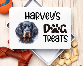 Personalise Dog Treats White Metal Storage Tin Snacks Puppy Gifts Ideas New Doggy - Choose Dog Breed - Birthday Christmas New Home