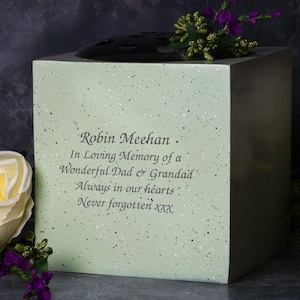 Personalised Message In Loving Memory Memorial Vase Grave Flower Bowl Cemetery Holder Funeral Stone Gifts Presents Ideas Memories