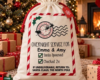 Personalised Naughty or Nice Santa Sack, Natural Cotton, 75x45cm