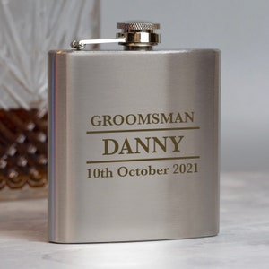 Personalised 6oz Silver Groomsman Wedding Hip Flask Engraved Gift Box Men For Day Special Thank You Gifts Ideas Favours Mens