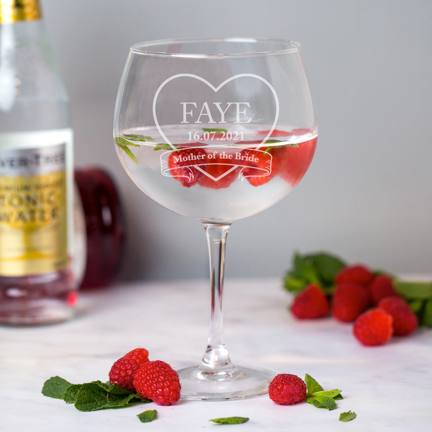Personalised Bridesmaid Thank You Gift – Gin Glass With Wedding Balloon Design By Spoken Gifts