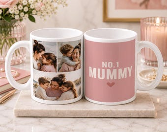 Personalised Photo Mug, No.1 Mummy, 3 Photo Collage, 11oz Ceramic