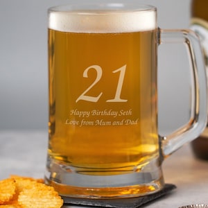 Gepersonaliseerde verjaardag leeftijd glas pint achtersteven bierpul cadeau-ideeën cadeaus voor verjaardag 18e 21e 30e 40e mens hem vader zoon