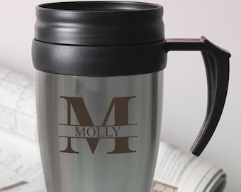 Gepersonaliseerde roestvrijstalen voorletter en naam Koffie Reismok Thermische Thermoskan Theedrinker Moeder Vaderdag Kerstcadeaus Cadeaus