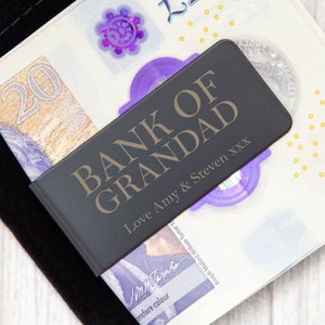 Personalised Bank Of Dad Grandad Black Money Clips Gifts Ideas For Notes Dad Fathers Day Christmas Birthday Royal Dad Daddy Grandpa Mens
