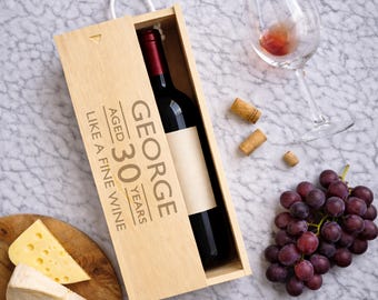 Personalised Aged Birthday Wooden Wine Gift Box Gifts Ideas For Birthday Red White Lover 18th 21st 30th 40th 50th 60th Fine Matured