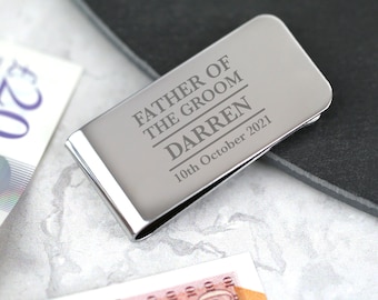 Personalised Father of the Groom Money Clips Gifts Ideas For Notes Weddings Thank You Presents Tokens Keepsakes