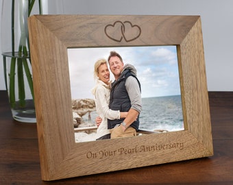 Pearl Anniversary Wooden Photo Frame 6x4 7x5 Landscape Gifts Ideas & For Wedding Anniversary 30th Wedding Couple