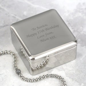 Personalised Any Message Square Trinket Box Gifts Ideas Presents For Her Mum Womens Mothers Day Birthday Christmas Ladies Jewellery