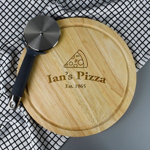 Personalised Established Pizza Large Round Chopping Board Wooden Gifts Ideas For Christmas Birthday Pizzeria Lovers