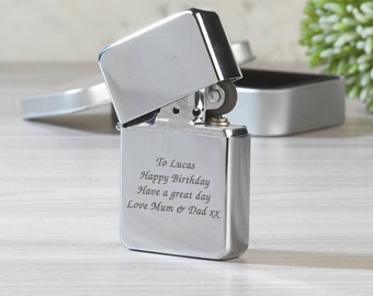 Personalised Silver Lighter Gifts Ideas For Him Her Happy Birthday Christmas Fathers Day Valentines Any Message