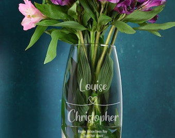 Personalisierte Herz Loop Glas Kugelvase 26cm Geschenkideen für Sie Blumen Hochzeit Valentinstag Jahrestag