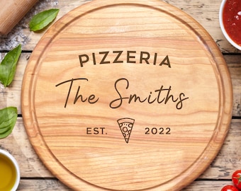 Pizzería personalizada Tabla de pizza redonda grande Picar regalos Ideas para cumpleaños Navidad Día del Padre Amantes Amantes Nuevo Hogar Calentamiento de la casa