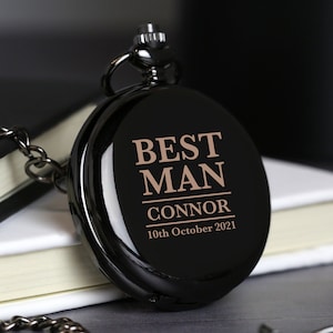 Grabado personalizado grabado mejor hombre negro bolsillo fob ver regalos ideas regalos para los hombres él bodas fichas gracias regalos