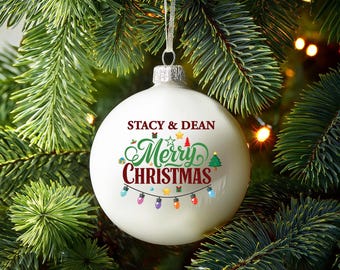 Personalised Merry Christmas Bauble In Loving Memory Remembering Remembrance Missed Baubles Heaven Xmas Couples Home Housewarming Family