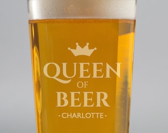 Personalised Queen Of Beer Glass Pint Gifts Ideas Presents For Birthday 18th 21st 30th 40th Mens Him Dad Son