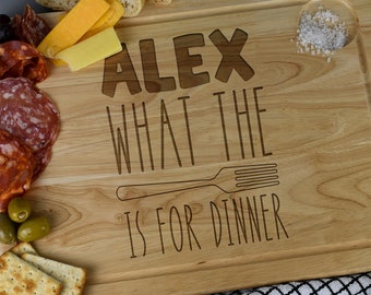 Personalised What The Fork Large Wooden Chopping Board 400x300mm Engraved Gift For Meat Lover Him Dad Birthday Christmas Sunday Roast