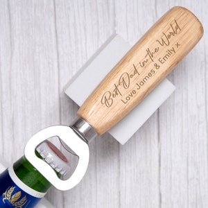 Personalised Best Dad In The World Beer Bottle Opener Wooden Handle Gifts Ideas For Birthday Christmas Fathers Day