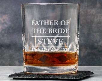 Personalised Father Of The Bride Crystal Panel Tumbler Whisky Glass Gifts Ideas Presents For Wedding Favours Thank You Gifts Presents Tokens