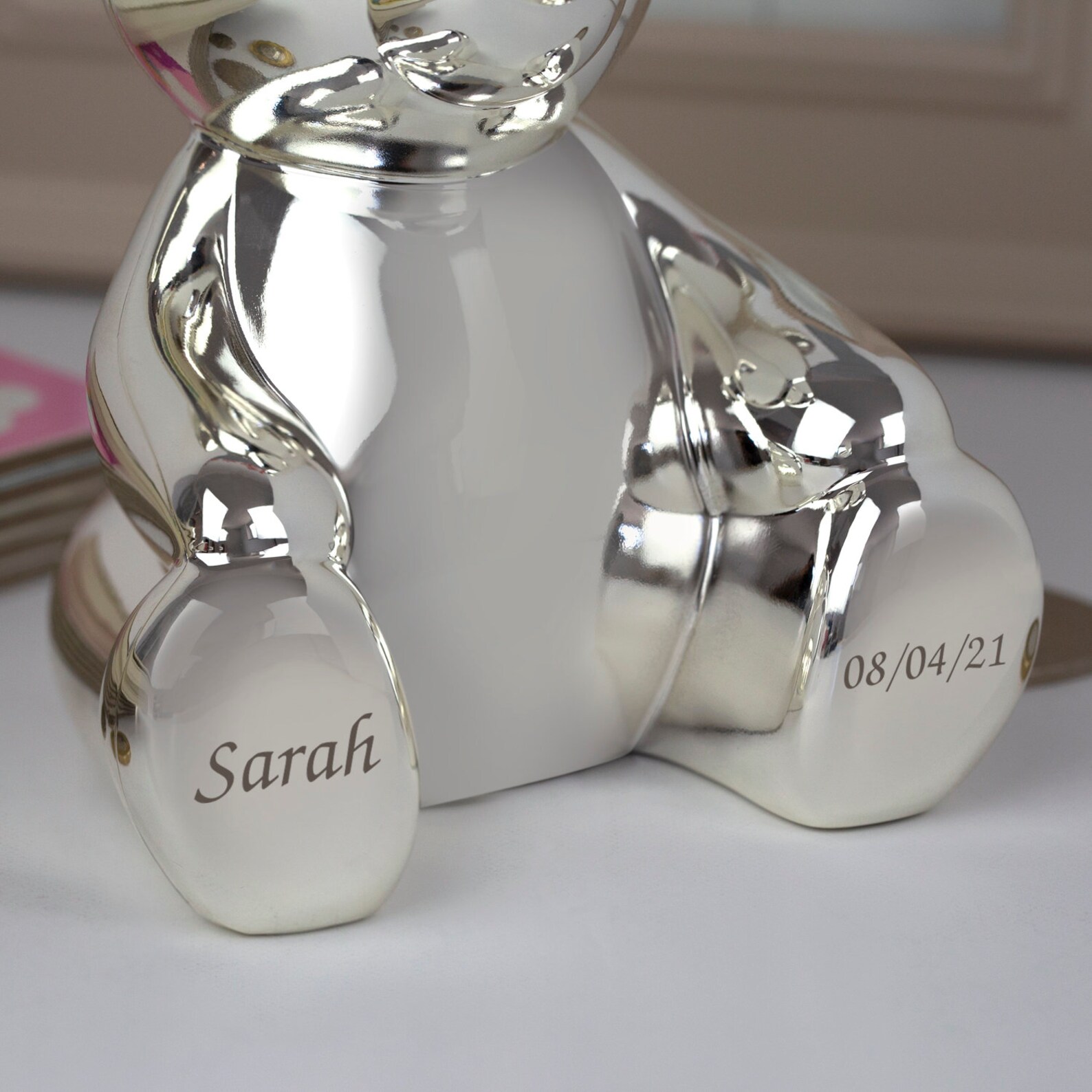Personalised Silver Teddy Bear Money Box for Boys Christening Etsy