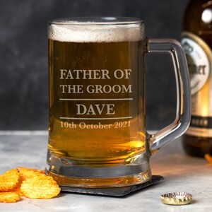 Jarras de cristal personalizadas para el padre del novio, ideas de regalo, obsequios para bodas, fichas de agradecimiento
