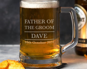 Personalised Father Of The Groom Stern Glass Tankards Gifts Ideas Presents For Wedding Favours Thank You Tokens