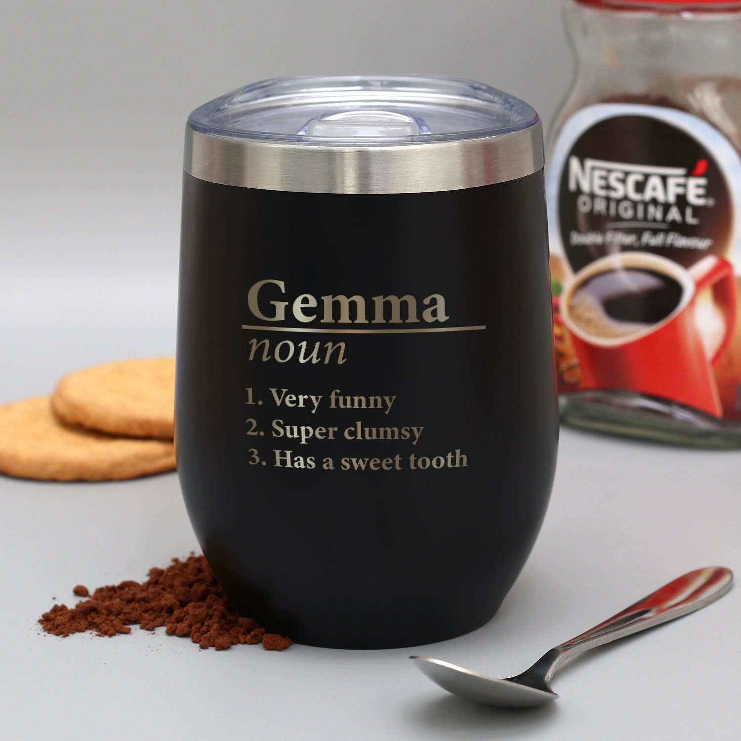 Personalised Name Definition Thermos Travel Cup Laser Engraved Gifts Ideas Presents For Mum Dad Birthday Christmas Mothers Fathers Day