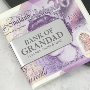 Personnalisé Bank Of Dad Grandad Money Clips Cadeaux Idées Pour Notes Papa Fête Des Pères Noël Anniversaire Royal Bank Of Dad Daddy Grandpa Mens