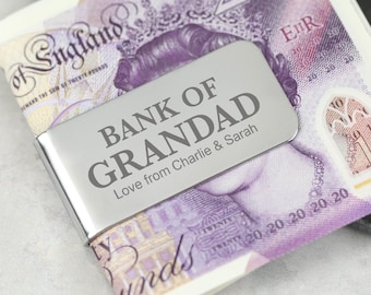 Personalised Bank Of Dad Grandad Money Clips Gifts Ideas For Notes Dad Fathers Day Christmas Birthday Royal Bank Of Dad Daddy Grandpa Mens